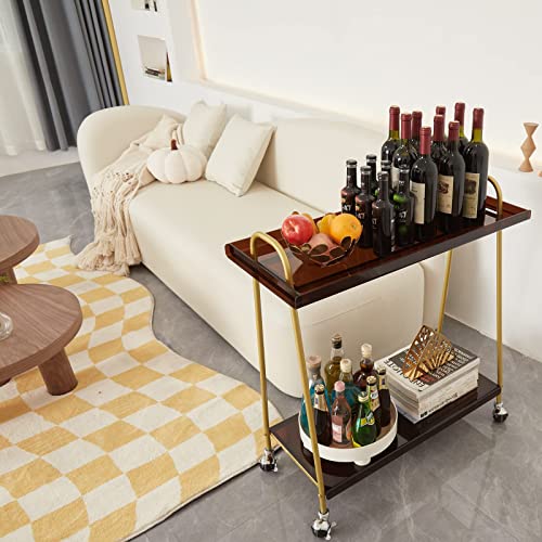 Black Mobile Bar Cart with Wine Rack and Glass Holder D38267