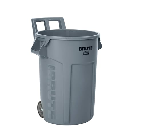 32 Gal Gray Vented Wheeled Trash Container U8637