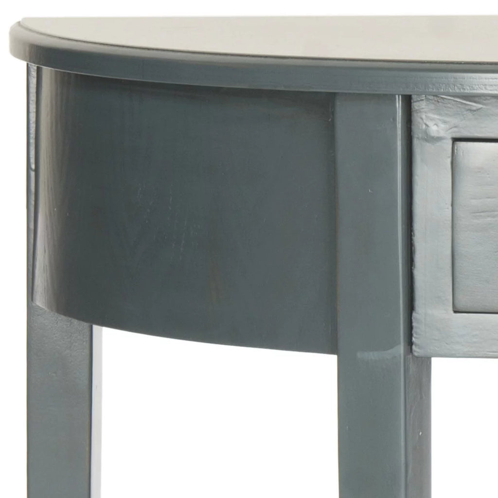 Steel Teal Demilune Console with Storage Drawer F7742