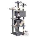 60 Inch Smoky Grey Cat Tree with 2 Cat Condo and Scratching Post G11491