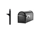 Black Aluminum Mailbox Post and Galvanized Steel Post-Mount Mailbox G597