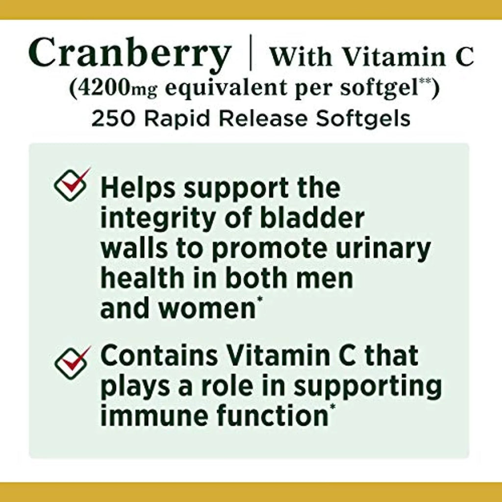 250 Softgels Cranberry Pills with Vitamin C K2794