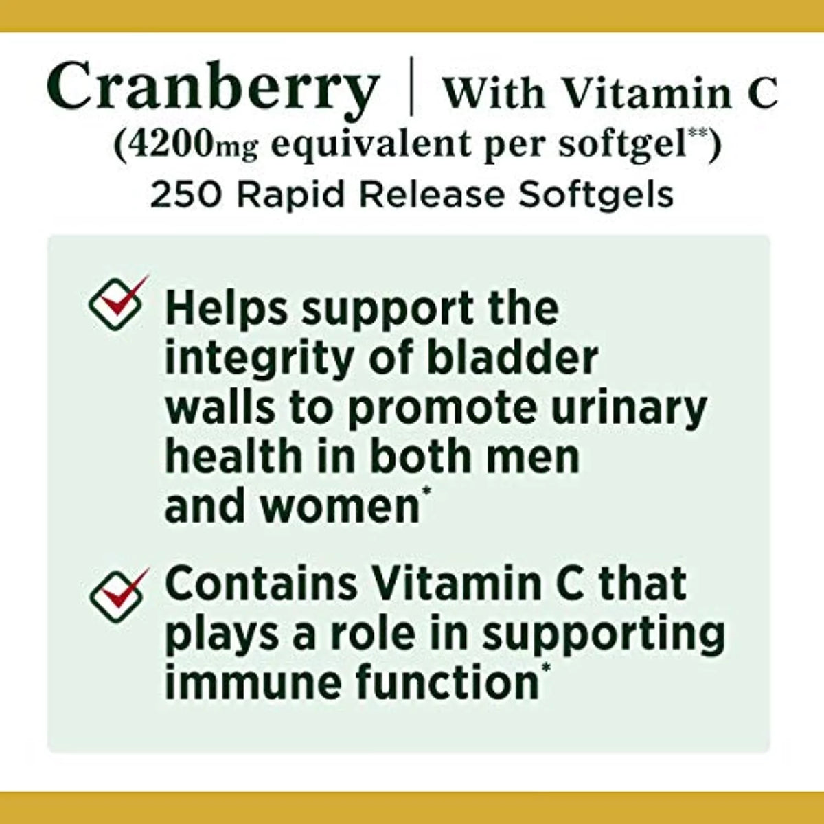 250 Softgels Cranberry Pills with Vitamin C K2794
