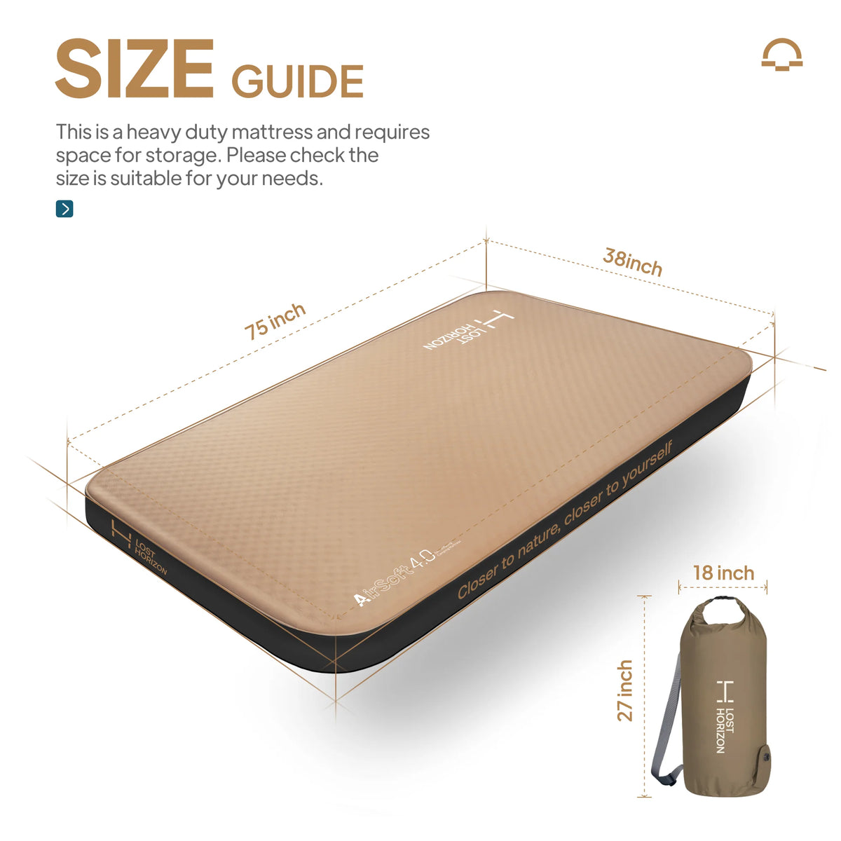 4.5" Thick Self Inflating Sleeping Pad with Solid Foam I863114