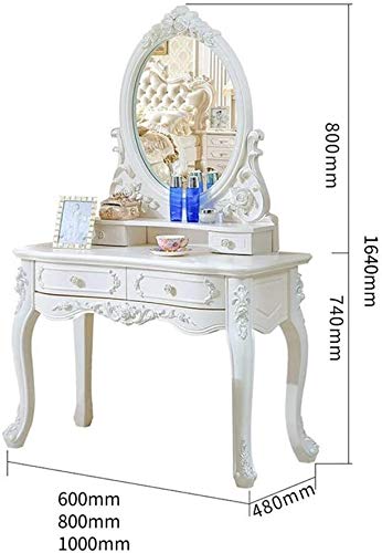 Solid Carved Dressing Vanity Table with Stool T508