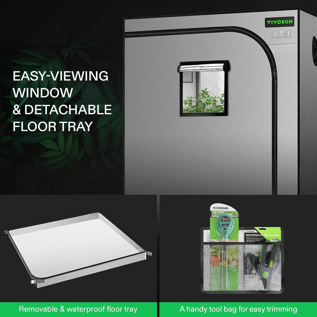 48"x24"x60" Grow Tent Kit with 100W LED Grow Light, 4 Inch Air Carbon Filter and 4-Inch 25-Ft. Air Ducting C809
