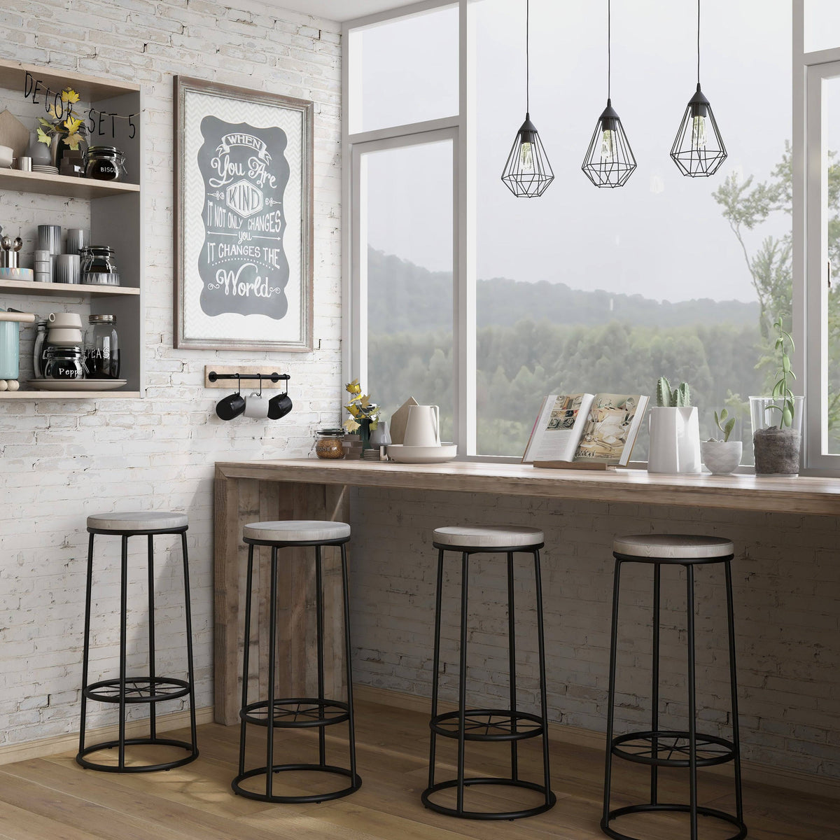 Rustic Metal Barstools Set of 2 K917701