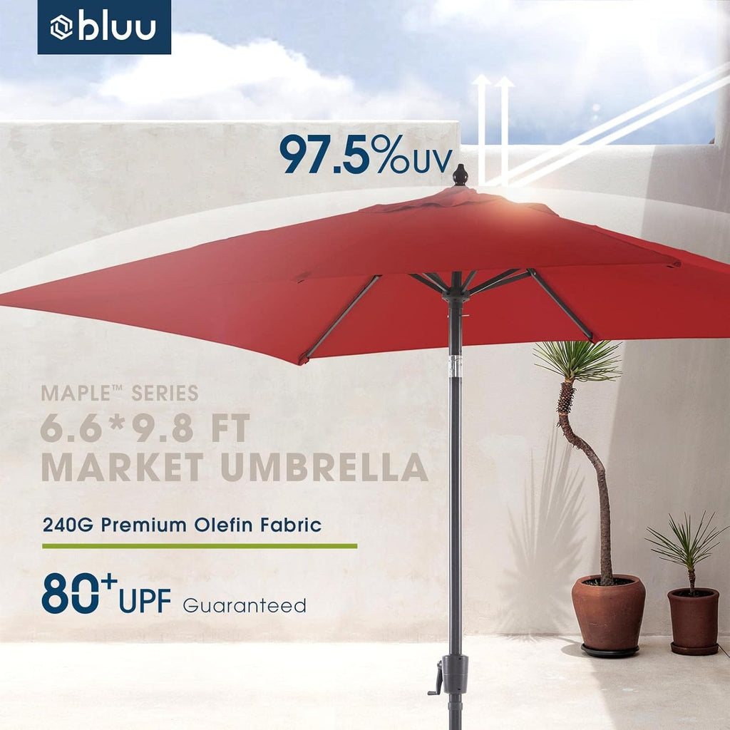 Olefin 6.6 x 9.8 FT Patio Umbrella (Apple Red) D5265