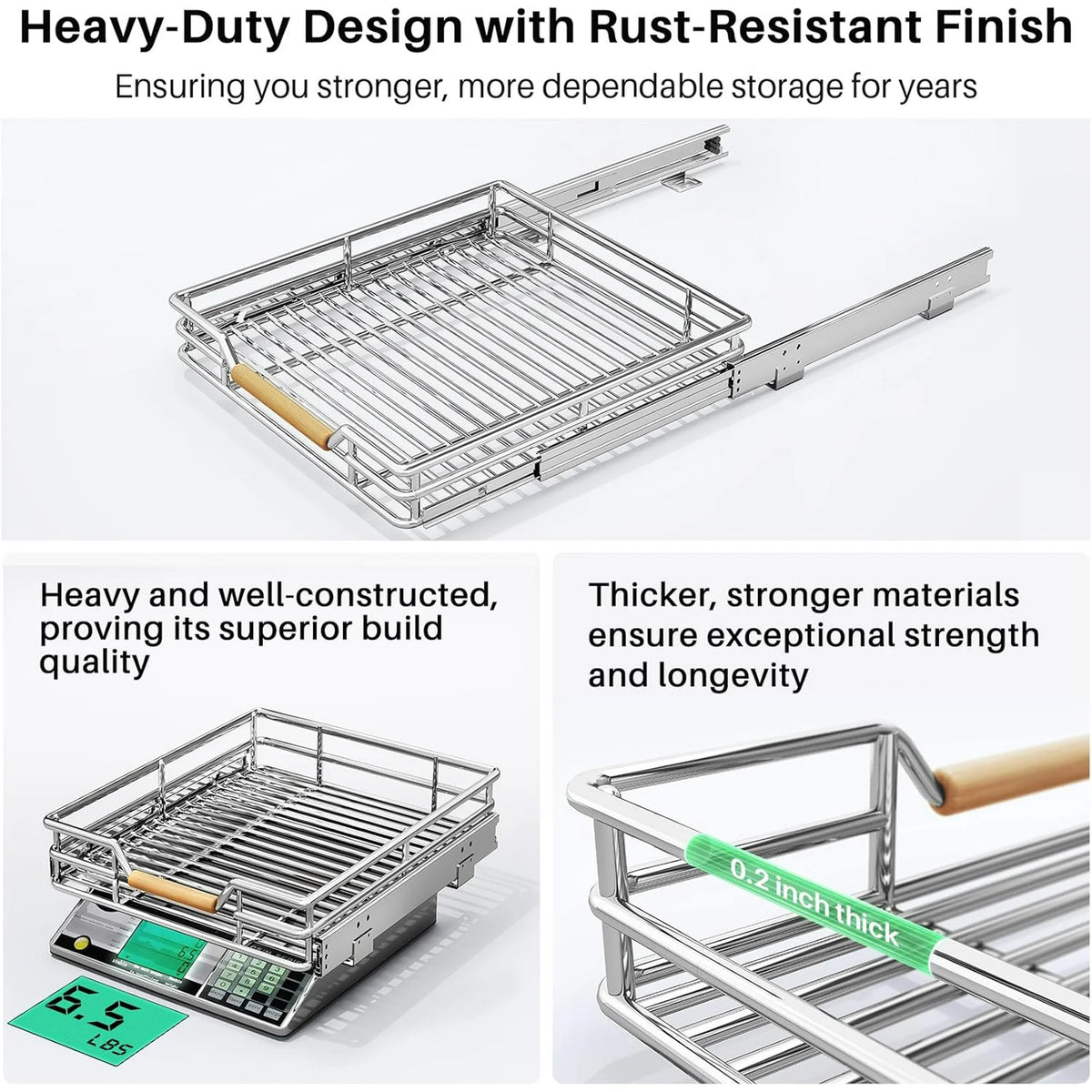 Heavy Duty Slide out Drawers for Kitchen Cabinet Organizer (15W X 21D) D61278