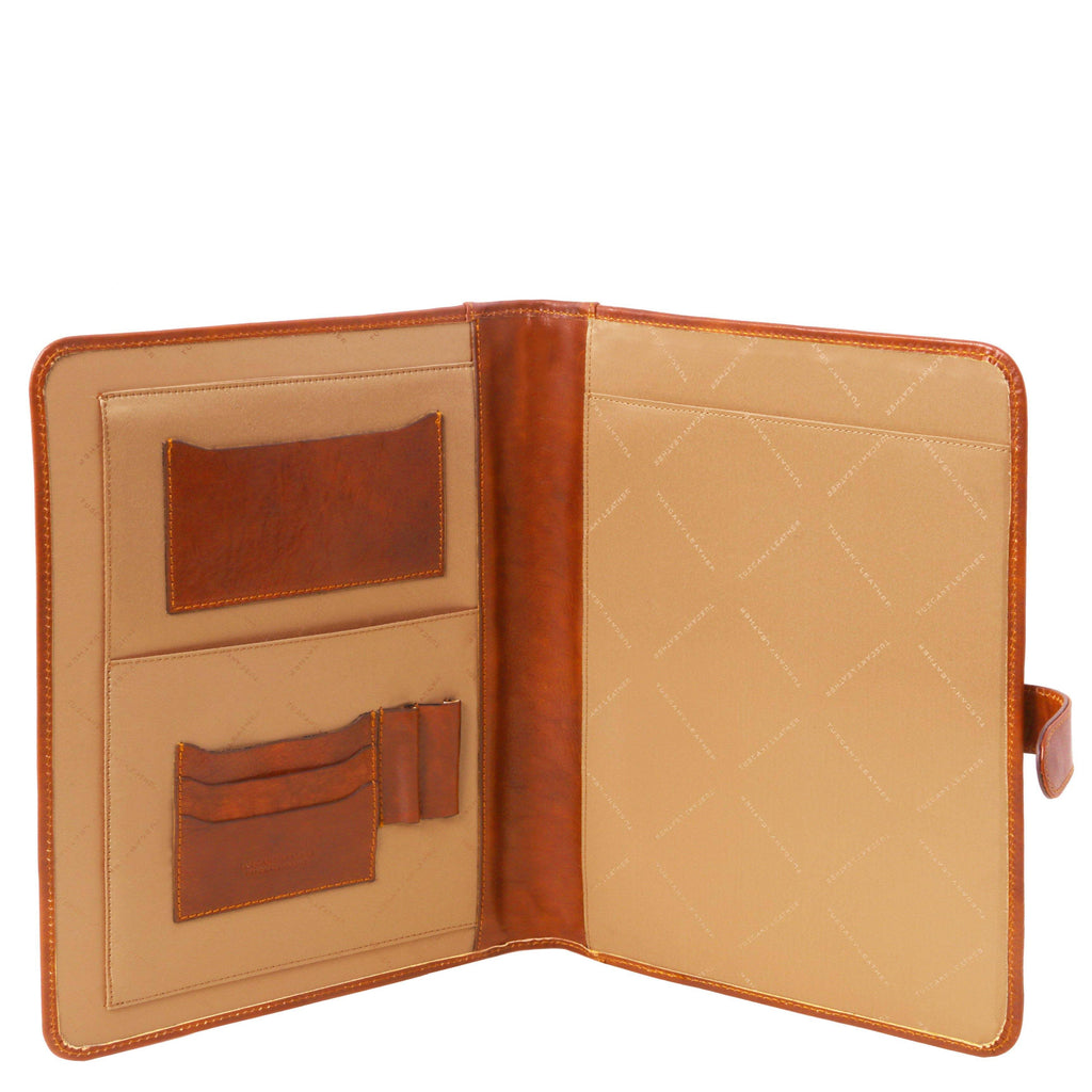 Brown Leather Document Case with Button Closure S5065