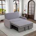 Grey 3 in 1 Convertible Sleeper Sofa with Pullout Bed Flannel 2 Seater Futon Loveseat Couch Bed O797033