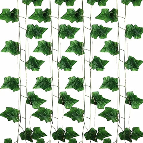 Fake Vines Artificial Ivy Garland with 100 LED String Light Hanging Plants Faux Greenery Leaves 6Pack with 100LED W7970