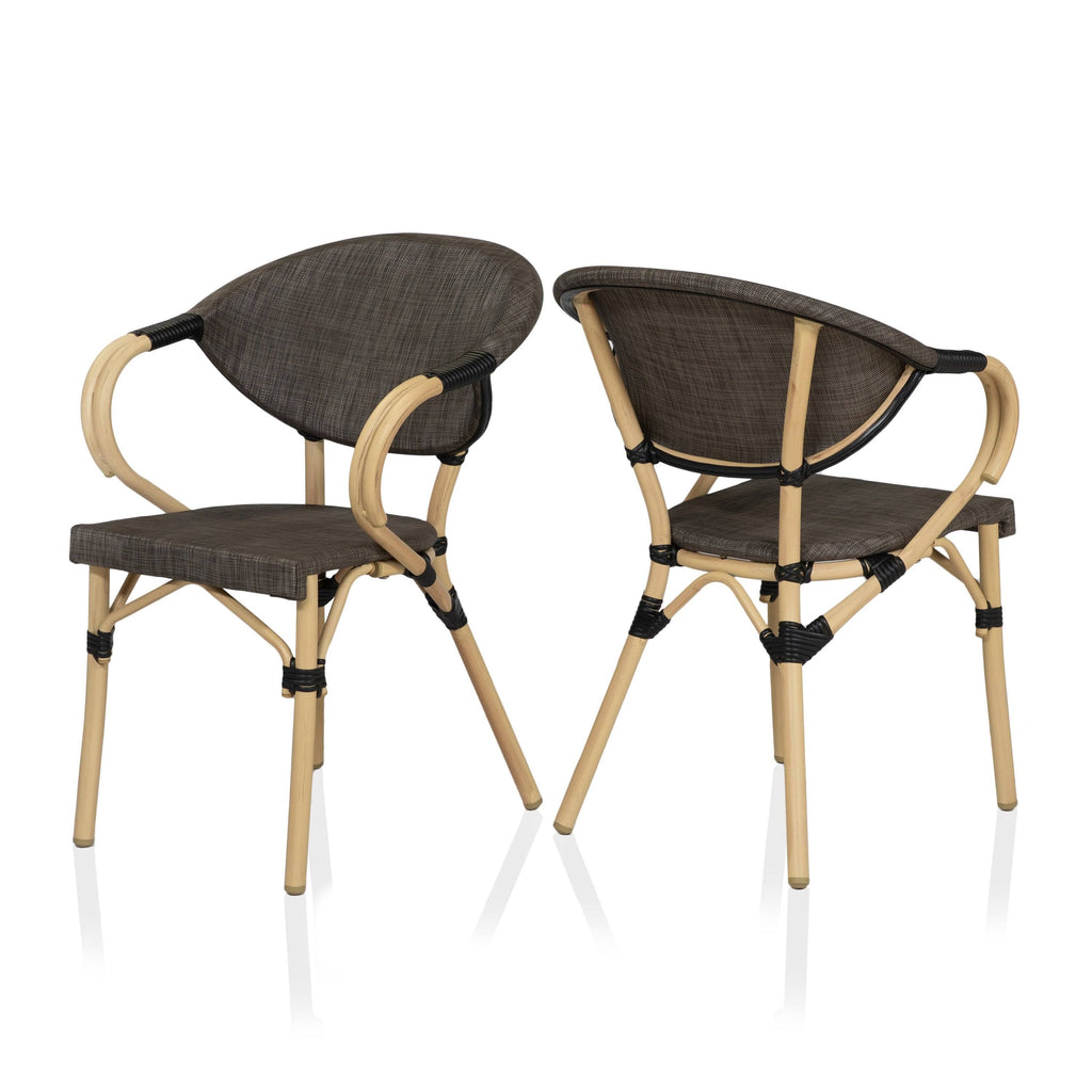 Natural Tone Patio Side Chairs Set of 2 H954