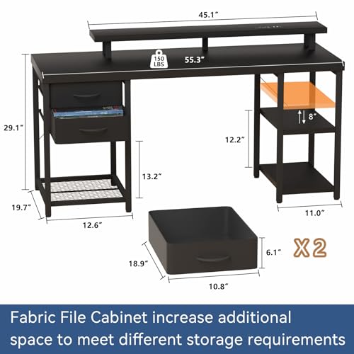 Black Computer Desk with Drawer and Power Outlets Y781