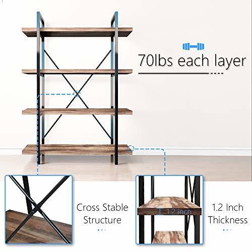 4-Tier Metal and Wood Bookshelf N3744
