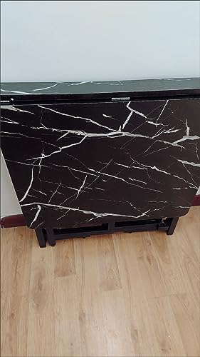 White Marble Folding Dining Table with 4 Wheel R8536