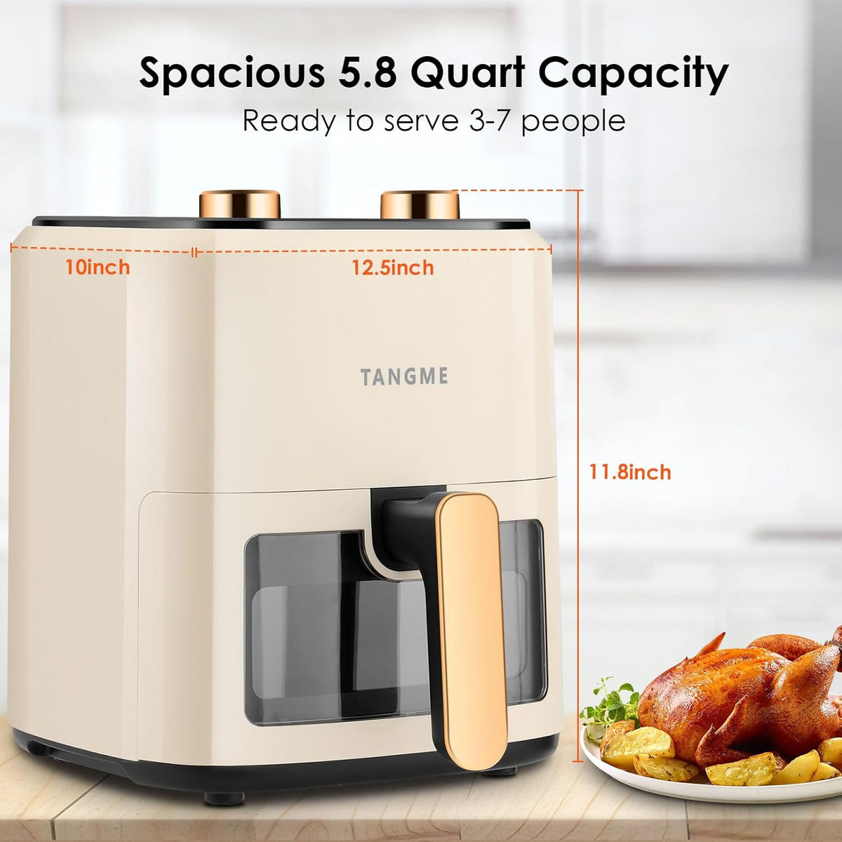 5.8Quart Air Fryer Oven with Viewing Window Non-stick Basket I47237