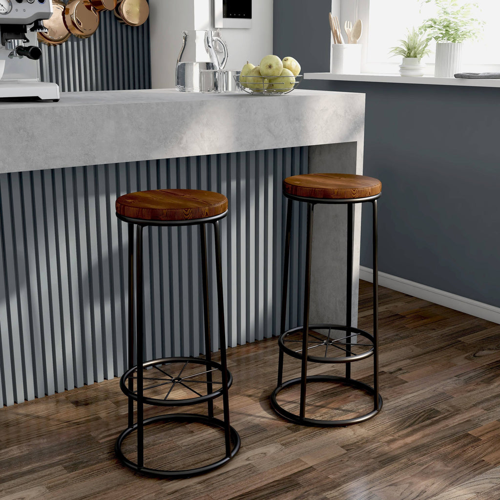 Rustic Metal Barstools Set of 2 K917701