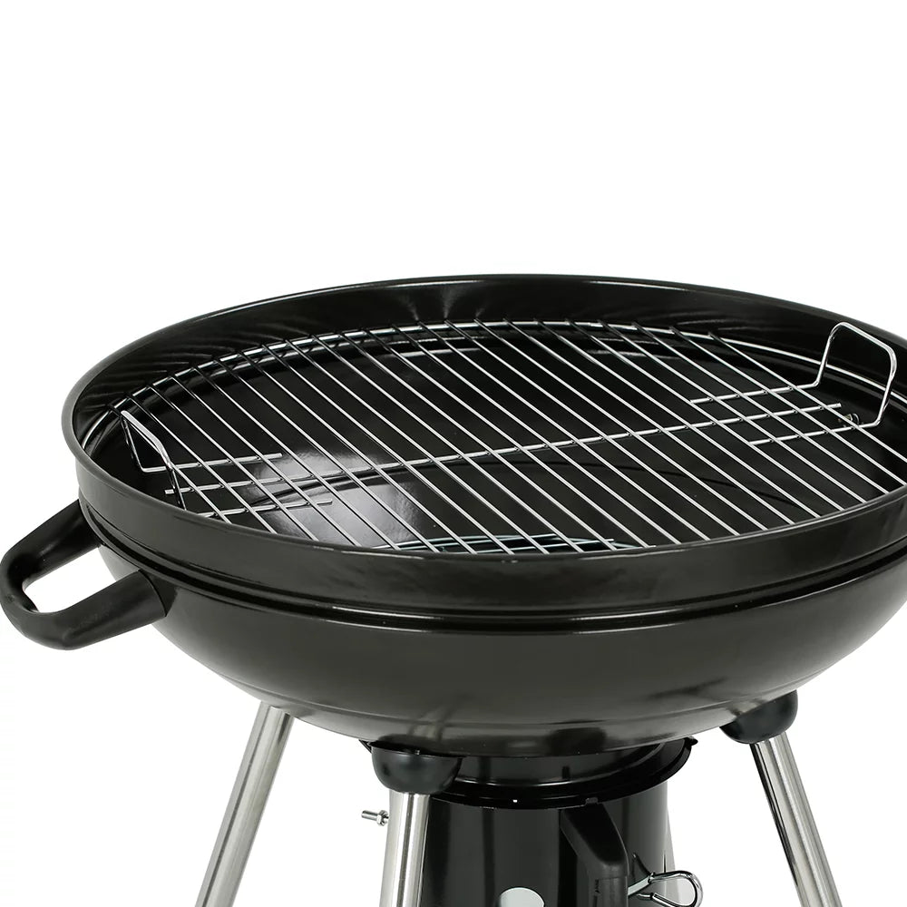 22" Round Portable Charcoal Kettle Grill With 2 Wheels, Black M5590