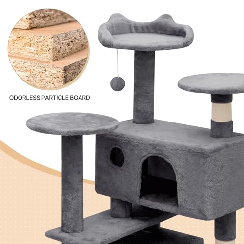 60 Inch Smoky Grey Cat Tree with 2 Cat Condo and Scratching Post G11491