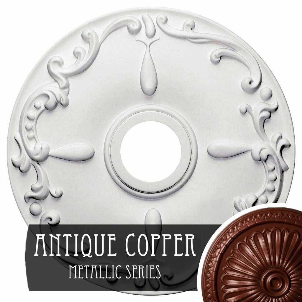 Hand-Painted Antique Copper Ceiling Medallion A6496