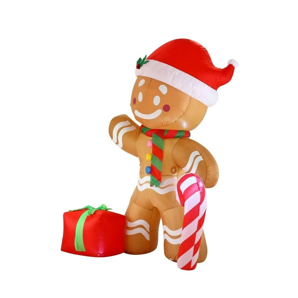 8 ft. Tall Brown Red & White Plastic Gingerbread Man Inflatable S5954