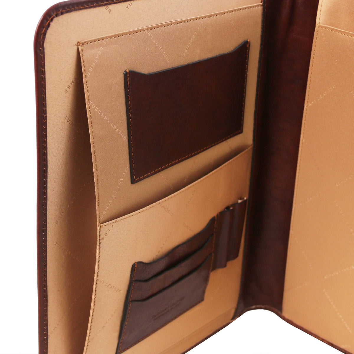 Brown Leather Document Case with Button Closure S5065