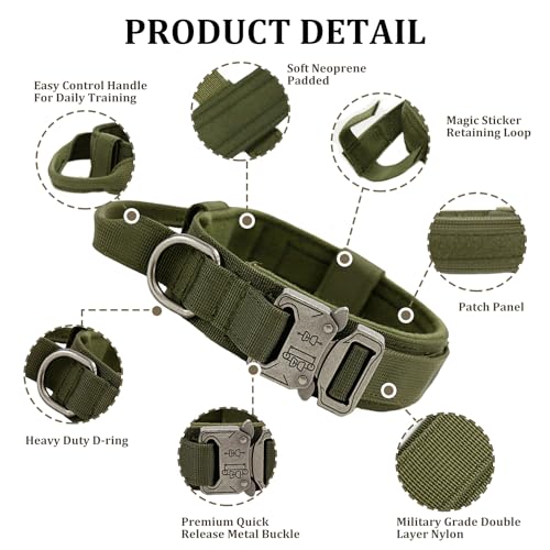 Nylon Adjustable Reflective Dog Collar with Handle and Heavy Duty Metal Buckle T239
