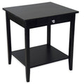 Acacia Wood 1-Drawer End Table with Shelf in Black Z5036
