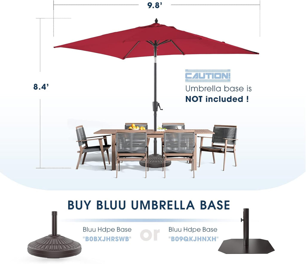 Olefin 6.6 x 9.8 FT Patio Umbrella (Apple Red) D5265