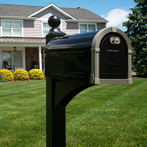 Black Aluminum Mailbox Post and Galvanized Steel Post-Mount Mailbox G597