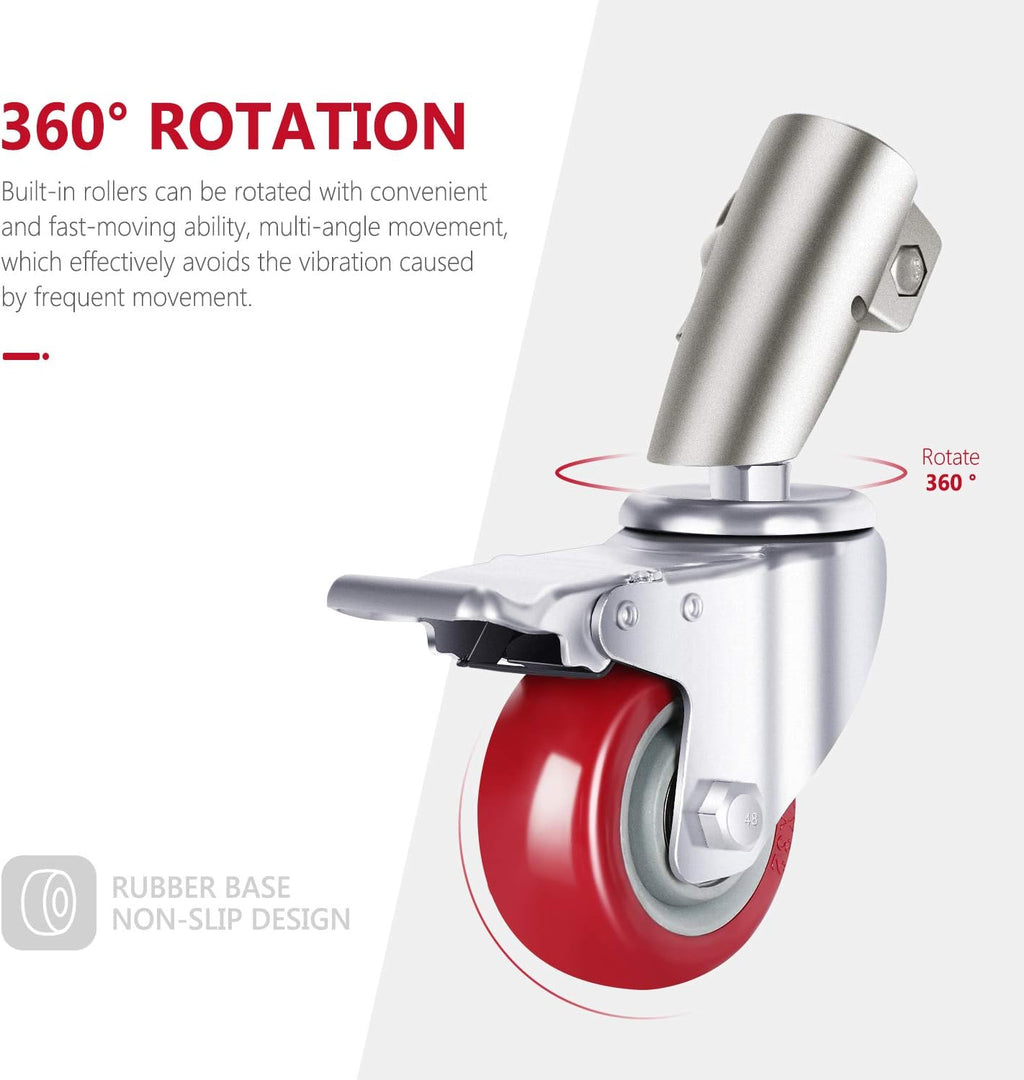 3 Packs Swivel Caster Wheels Set with 75mm Diameter Metal Construction R7294