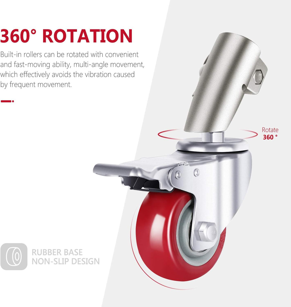 3 Packs Swivel Caster Wheels Set with 75mm Diameter Metal Construction R7294