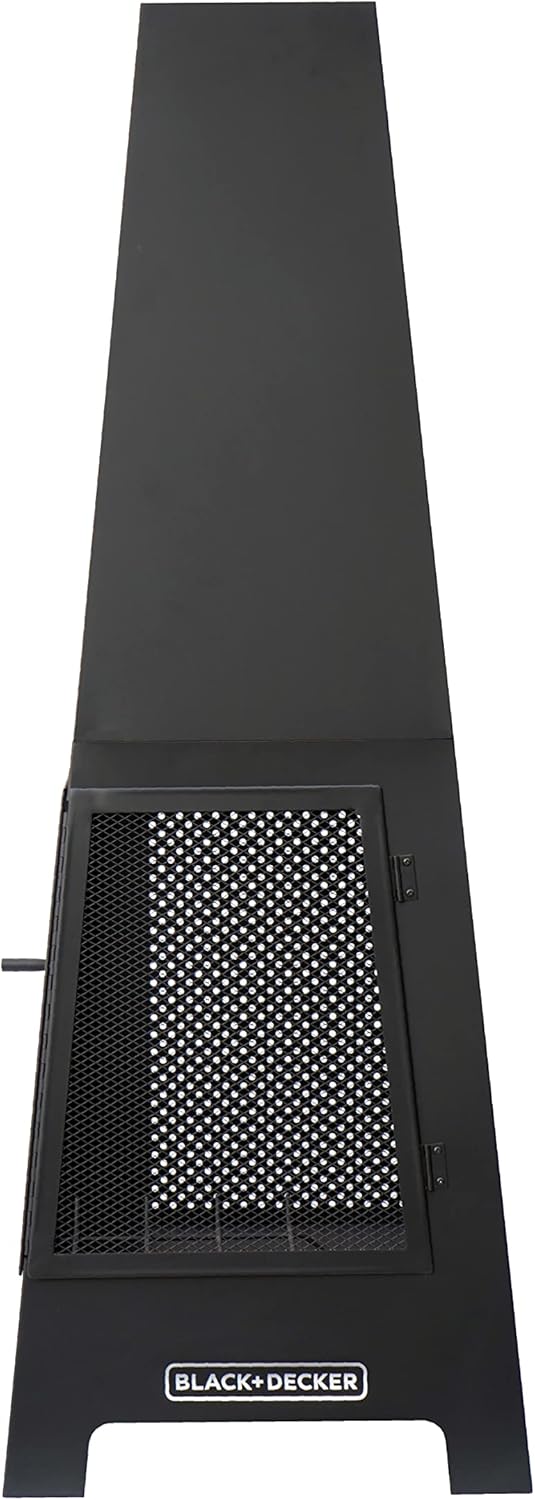 Black Steel Chiminea Fireplace with Poker U614200