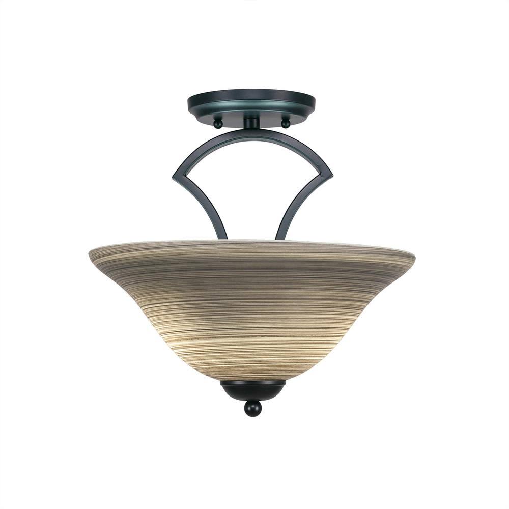 2-Light Matte Black Semi-Flush Mount V244