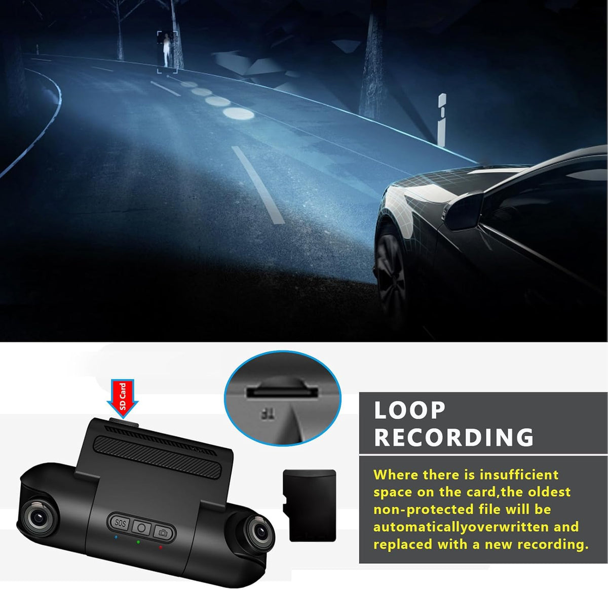 1080P FHD Front and Rear Dash Cam with 170° Wide Angle U296523