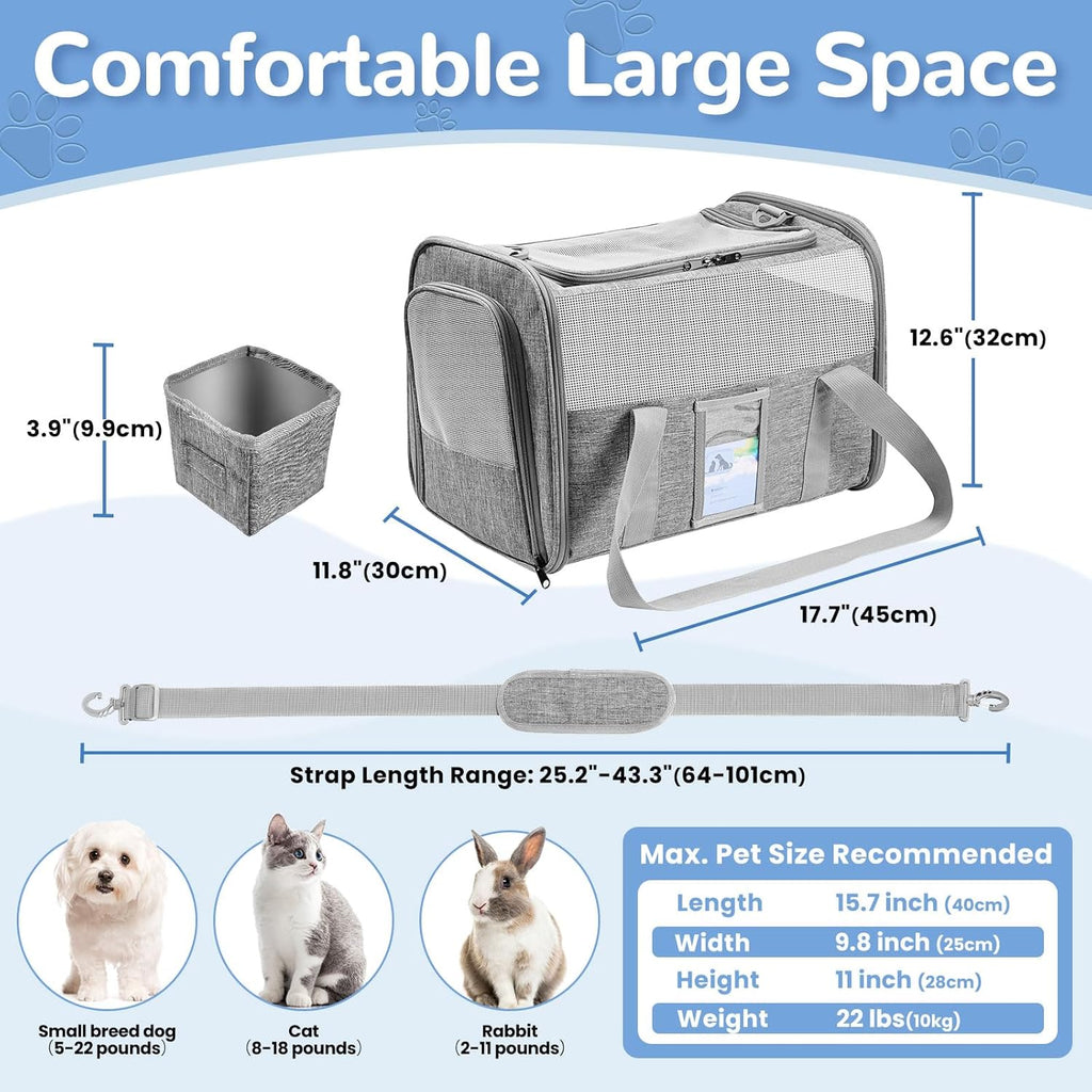 Gray Soft Sided Cat Carrier Y6906