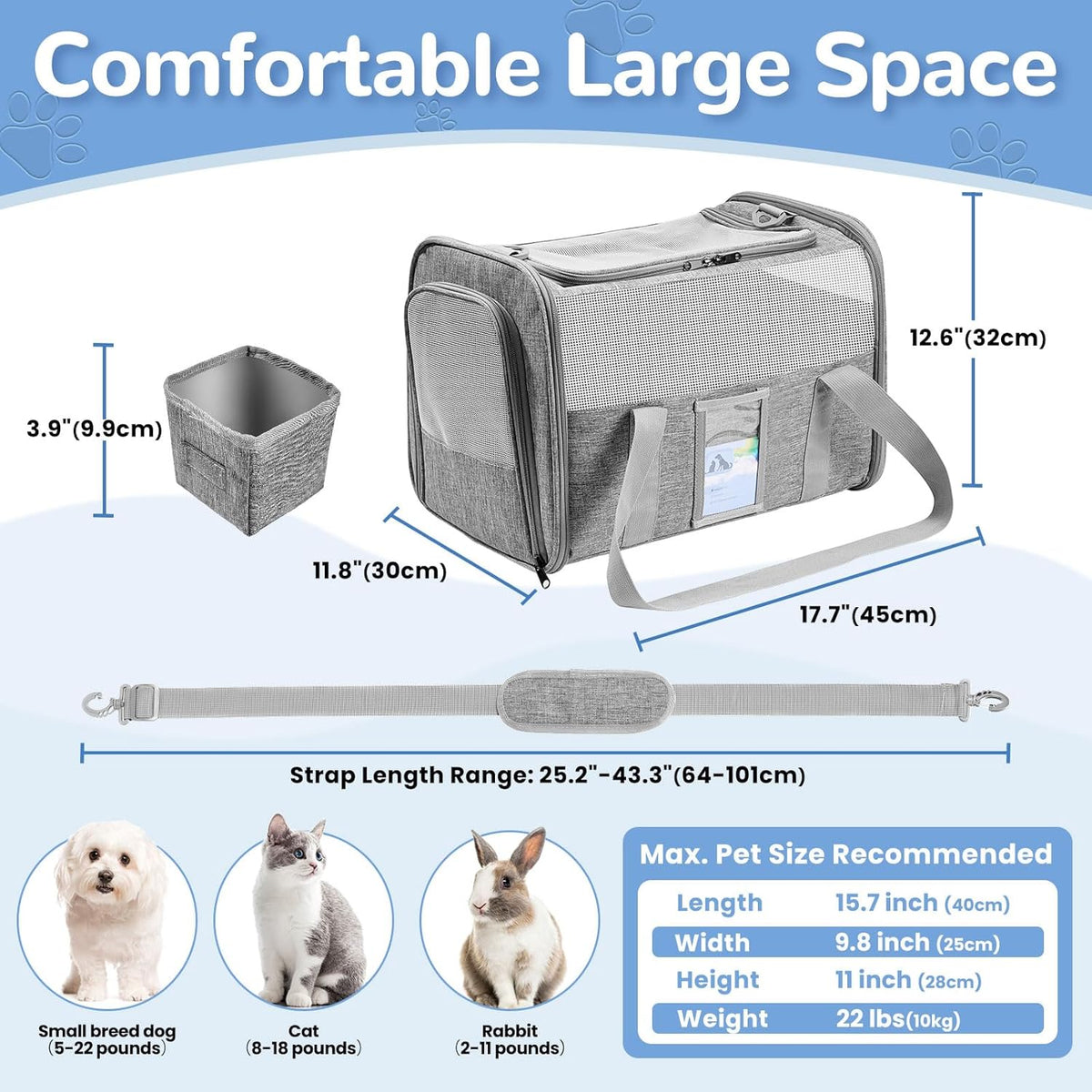 Gray Soft Sided Cat Carrier Y6906