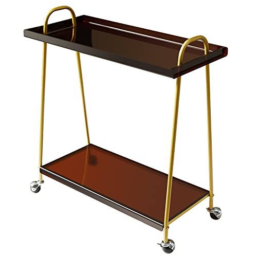 Black Mobile Bar Cart with Wine Rack and Glass Holder D38267