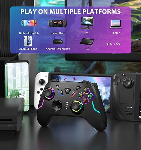 Wireless PC Gaming Controller with 9 Color LED Light, Turbo Function, Adjustable Vibration & Headphone Jack (2.4G) V701669