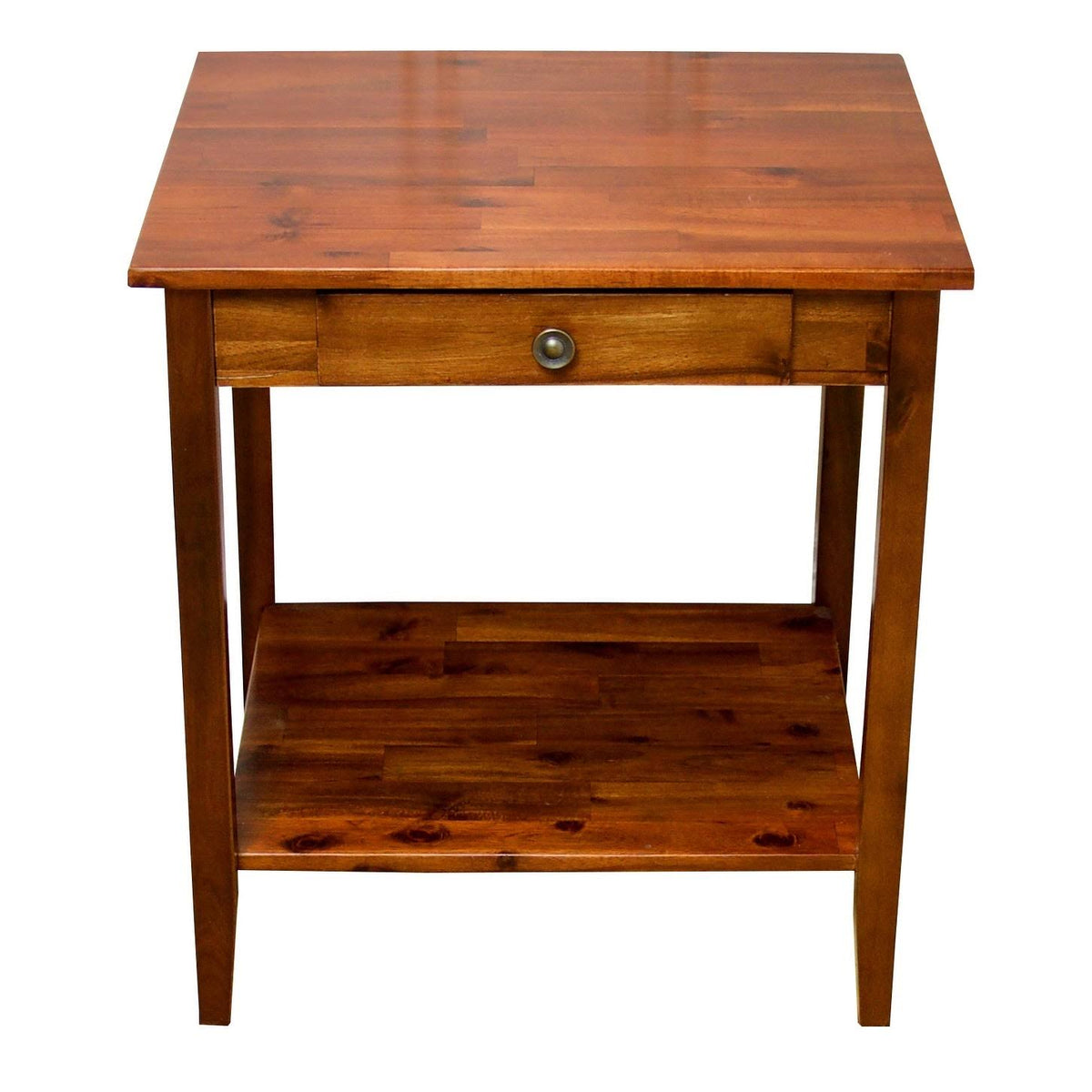 Acacia Wood 1-Drawer End Table with Shelf in Black Z5036