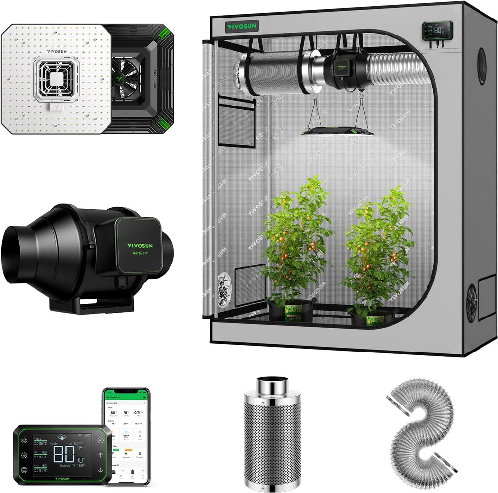48"x24"x60" Grow Tent Kit with 100W LED Grow Light, 4 Inch Air Carbon Filter and 4-Inch 25-Ft. Air Ducting C809