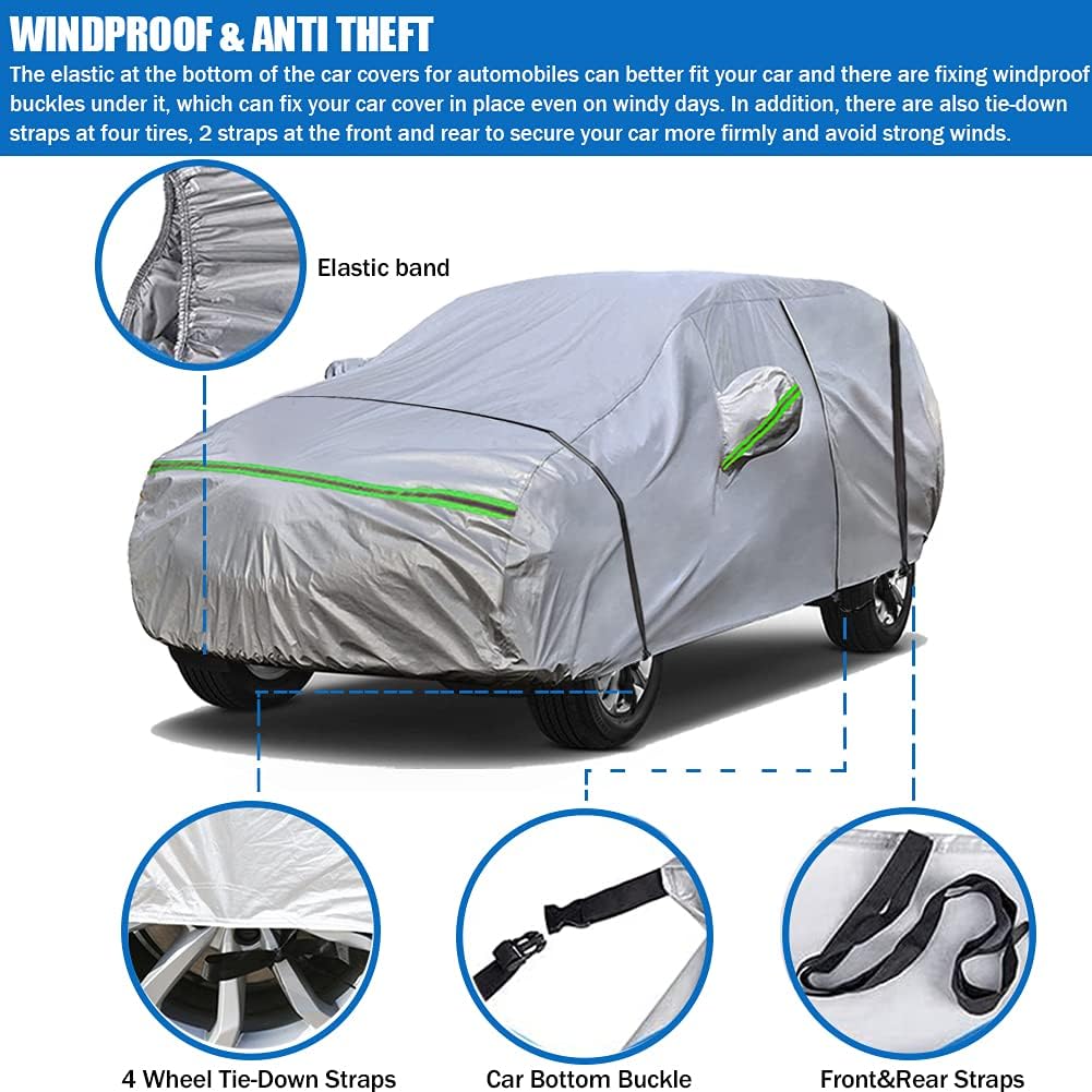 All Weather Waterproof Car Cover with Door Zipper W2293