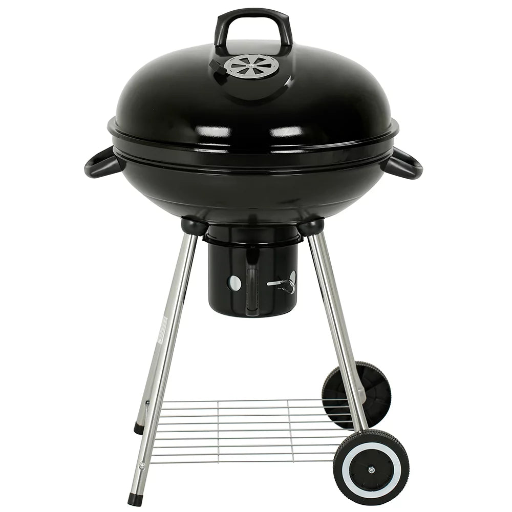 22" Round Portable Charcoal Kettle Grill With 2 Wheels, Black M5590