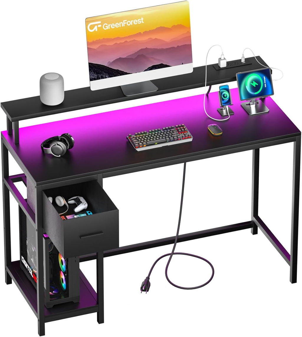 Black Folding Desk with Monitor Stand Z533