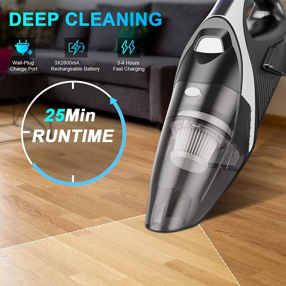 Cordless Handheld Vacuum 9000Pa with LED Light P627