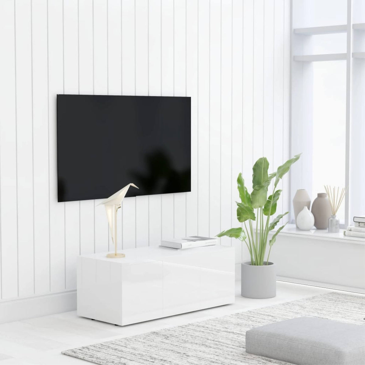 High Gloss White Chipboard TV Cabinet G747