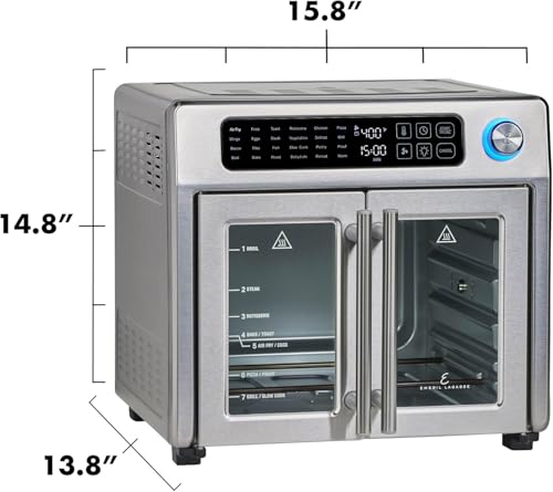 Extra Large French Door Air Fryer Toaster Oven Combo, Stainless Steel, 26QT Capacity Y716181