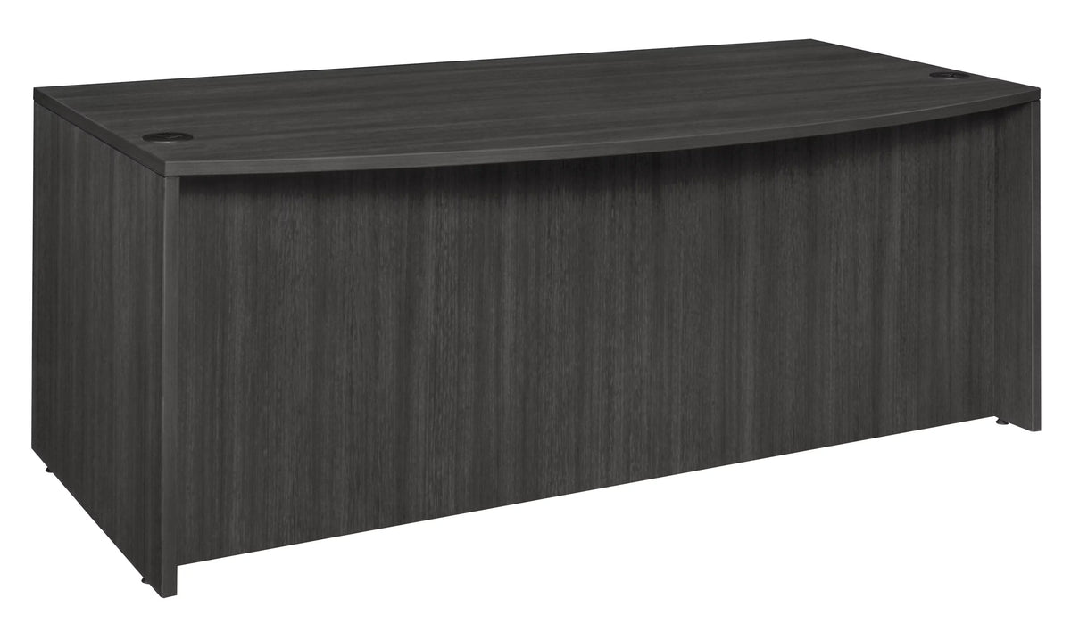 Ash Grey Bow Front Office Desk with Double Pedestal Drawer Unit L36031