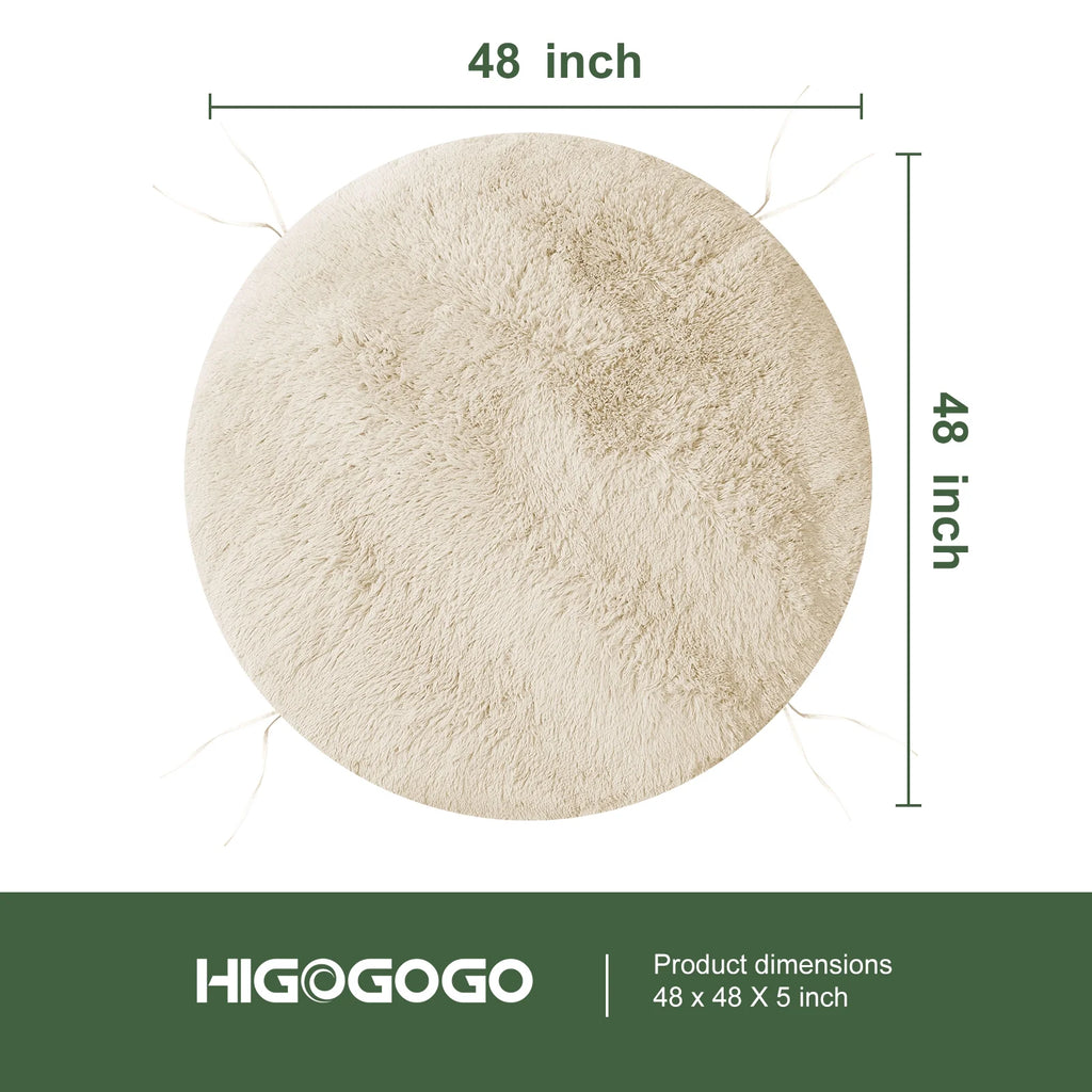 White 48X48 Inch Papasan Chair Cushion with Faux Fur Cover L41196